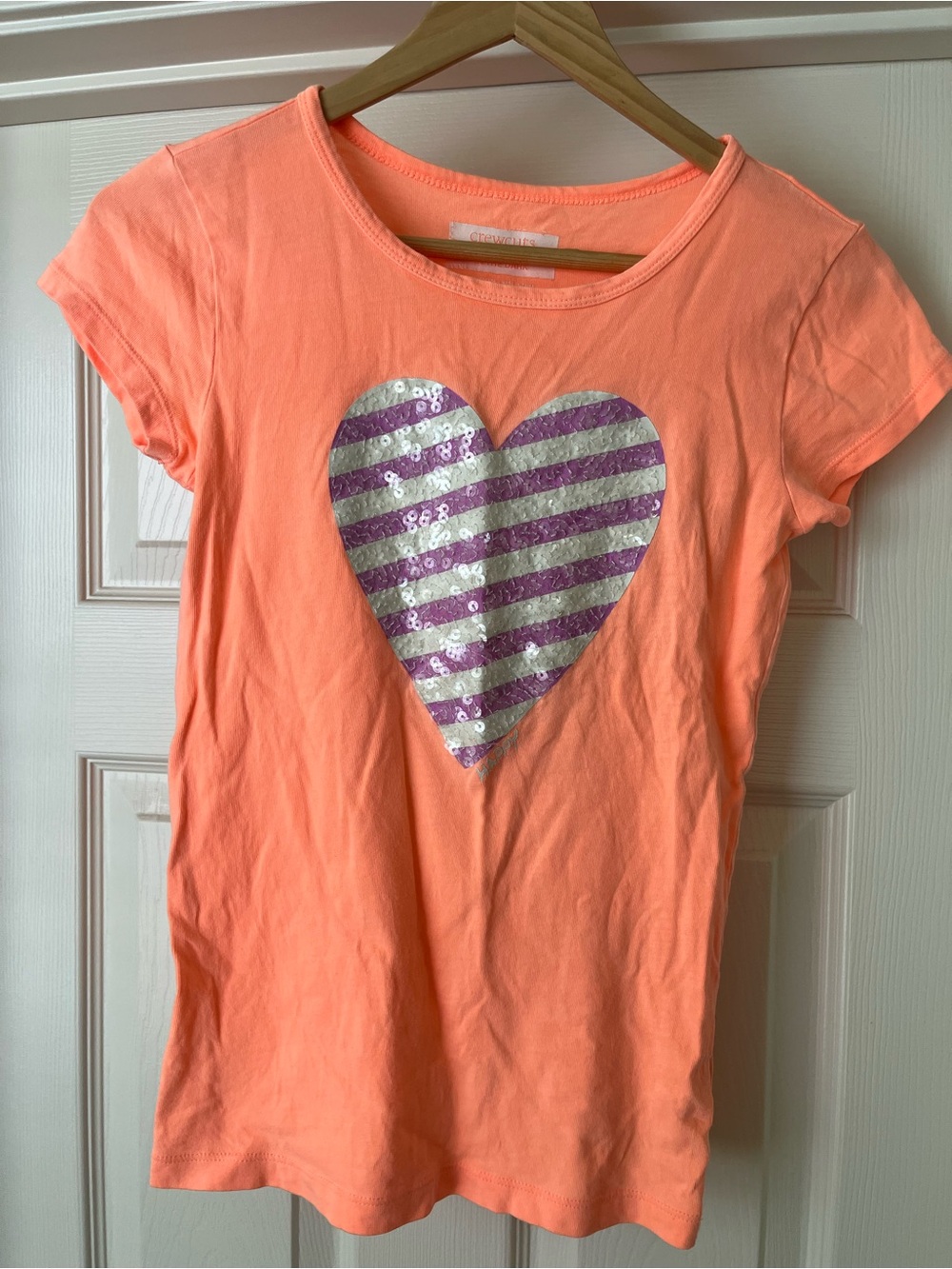 Girls neon crewcuts sequin  Heart Tee